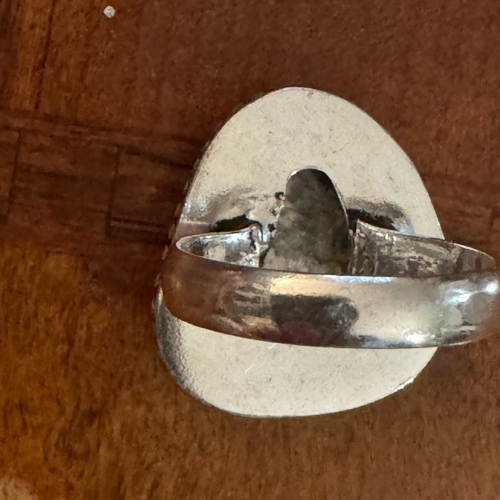 Rhodochrosite Gemstone Handcrafted India, Ethnic Pink, Silver plated Ring Size 8 - Picture 8 of 8